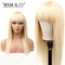 Xrs Beauty Hair 613 Blonde Wig with Bangs Long Straight Human Hair Lace Front Wig [CFW04]