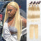 CurlyMe 613 Blonde Virgin Human Hair Straight 4 Bundles with 4x4 Closure