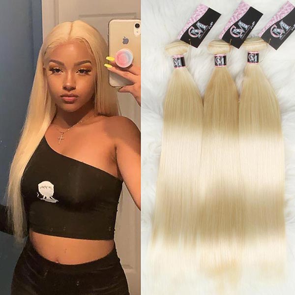 613 Blond Color Straight Virgin Hair Bundles Deal 1/3/4Pcs