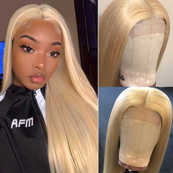 613 Blonde Wig 5X5 Lace Closure Wig Straight Wig Colored Human Hair Wigs