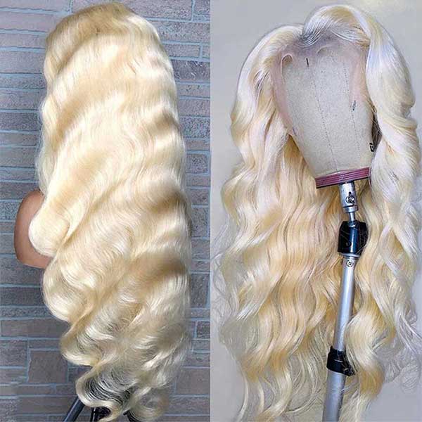 613 Blonde Wig Body Wave Wig T Part Lace Wig 150% Density Transparent Lace Wig