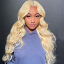 613 Blonde Wig Body Wave Wig T Part Lace Wig 150% Density Transparent Lace Wig