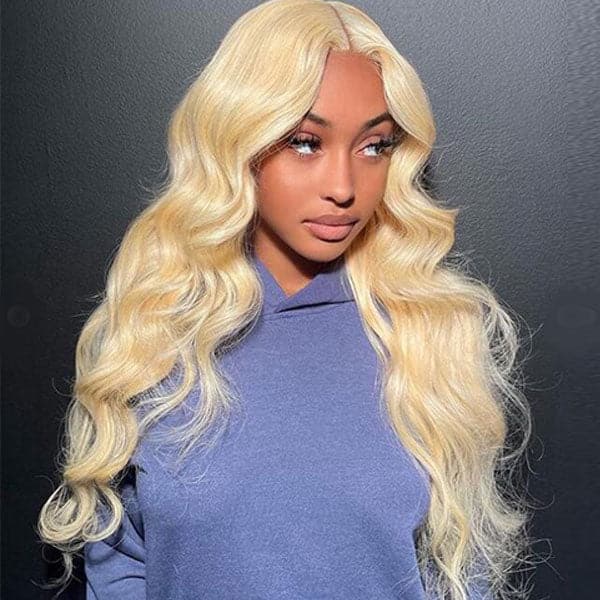 613 Blonde Wig Body Wave Wig T Part Lace Wig 150% Density Transparent Lace Wig