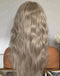 Jessies Wig Platinum Sliver Blonde Wavy 13x4 Lace Frontal Wig With Bangs Glueless Human Hair Wig