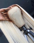 Jessies Wig 4/613 Ombre Blonde Straight Lace Front Wigs With Chocolate Brown Roots