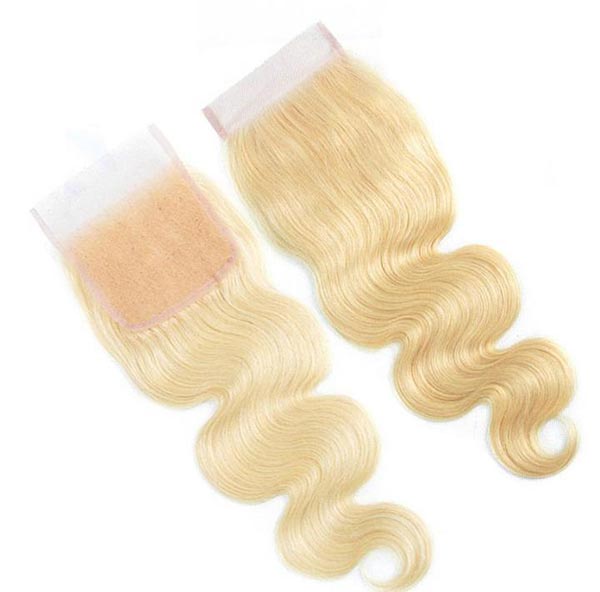 613 Blonde Color Hair 4x4 Lace Closure Body Wave Hair Extensions