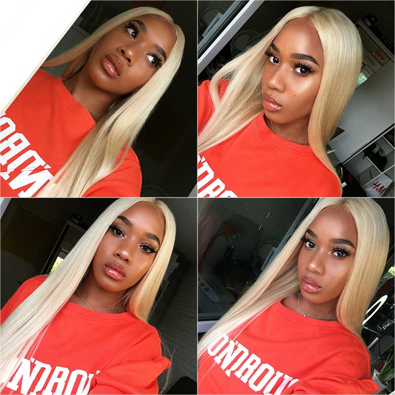 ALI GRACE Straight 613 Blonde 4x4 Lace Closure Pre Plucked With Baby hair