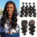 Ali Grace Body Wave Human Hair Bundles 4 Pcs With 4x4 Lace Closure