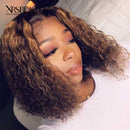 Xrs Beauty Hair Blonde Highlight Curly Bob 13x4 lace front Pre Plucked Hairline Wig [BOB14]