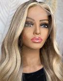 Jessies Wig Highlight 613 Blonde Wavy Human Hair Wig P4/613 Body Wave Lace Front Wigs