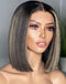 Jessies Wig Highlight Balayage Blonde Straight 13x4 Lace Front Bob Wig Glueless Human Hair Wig Double Drawn