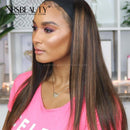 Xrs Beauty Hair 180% Density Straight Black Hair With Brown Highlight Headband Wig Glueless Human Hair Wig Affordable [HBW11]