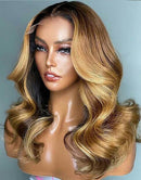 Jessies Wig Clear HD Lace Ombre Honey Blonde Body Wave Human Hair Lace Front Wigs With Highlights