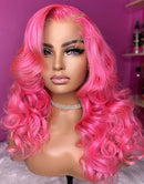 Jessies Wig Barbie Pink Colored Glueless Body Wave 13x4 Lace Front Human Hair Wig