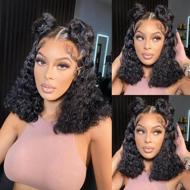 Aligrace Hair 5X5 HD Lace Closure Water Wave Bob Wigs