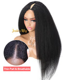 Jessies Wig Thin V Part Wig Glueless Kinky Straight Human Hair Wig No Leave-Out