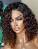 Jessies Wig Ombre Color Short Bob Curly 13x4 Lace Front Wig 4x4 Lace Closure Human Hair Wig