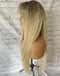 Jessies Wig Ash Blonde Light Golden Balayage Straight Full Lace Human Hair Layer Cut Wig With Fringe Bangs Highlights Wig 200%