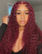 Jessies Wig 99J Colored Curly 13x4 Lace Front Wig Burgundy Glueless Human Hair Wig