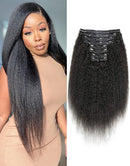 Jessies Wig Kinky Straight Clip in Human Hair Extensions Yaki Straight Hair 12A Brazilian Real Virgin Hair