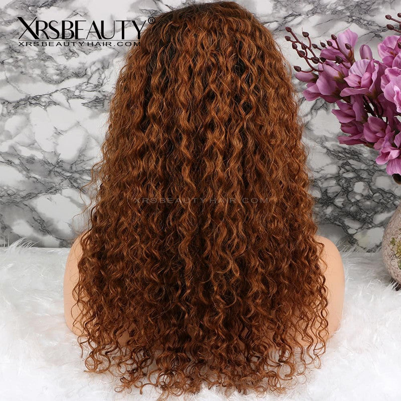 Xrs Beauty Hair Auburn Ombre Natural Curly Human Hair 13x4 Front Lace Wig [CFW50]