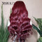 Xrs Beauty Hair Burgundy Hair With Dark Roots Body Wave Front Lace Human Hair Wig [CFW13]