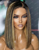 Jessies Wig Highlight Honey Straight Short 13x4 Lace Front Bob Wig Glueless Human Hair Wig