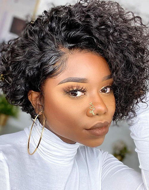 Jessies Wig Flash Deal $79.99 Short Curly Pixie Cut Wigs 13x4 Frontal Wig Glueless Human Hair