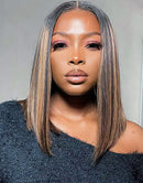 Jessies Wig Balayage Honey Straight Pre Cut 5x6 Lace Bob Wig Crystal HD Lace Glueless Human Hair Wig