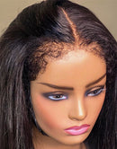 Jessies Wig Crystal HD Lace 4C Kinky Edge Baby Hairline Straight 4x4 Lace Wig Glueless Human Hair Wig