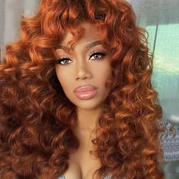 Aligrace 13x4 Lace Front Loose Wave Human Hair Wigs Orange