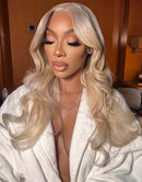 Jessies Wig Blonde Highlight Wavy 13x4 Lace Front Wig Glueless HD Lace Human Hair Wig