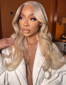 Jessies Wig Blonde Highlight Wavy 13x4 Lace Front Wig Glueless HD Lace Human Hair Wig