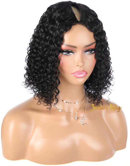 Jessies Wig Buy 2 Wigs= $99.99 10" Curly Thin Part Bob Wig+10" Straight V Part Bob Wig