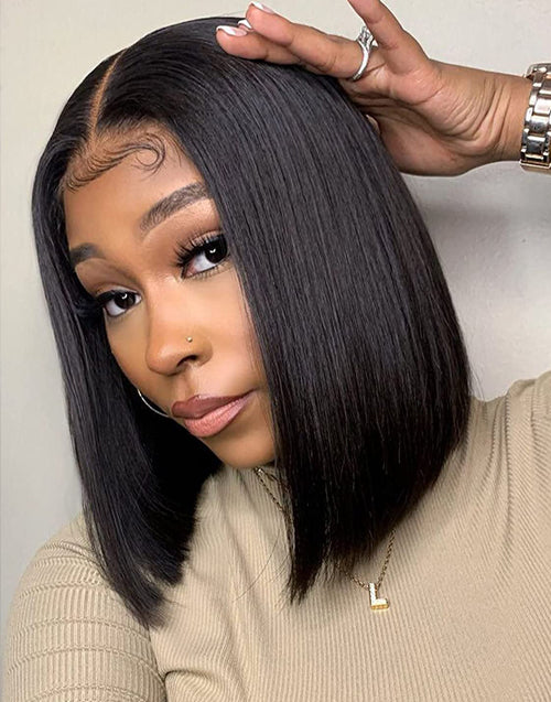 Jessies Wig Glueless Clear HD Lace Straight Short Bob Human Hair Wigs Brazilian 13X4 Lace Front Bob Wigs