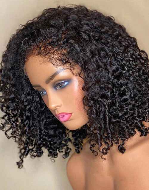 Jessies Wig Curly 13x4 Crystal HD Lace Front Bob Wig With Kinky Edge Baby Hair Glueless Human Hair Wig