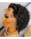 Jessies Wig Natural Black Short Curly Pixie Cut Wigs 13x1 Lace Front Human Hair Wigs