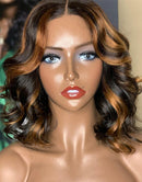 Jessies Wig Highlight FB30 Color Wavy Short 13x4 Lace Front Bob Wig Glueless 4x4 Lace Bob Human Hair Wig