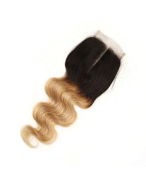 Jessies Wig Body Wave T1B/27 Ombre Honey Blonde Brazilian Hair 3 Bundles With Closure