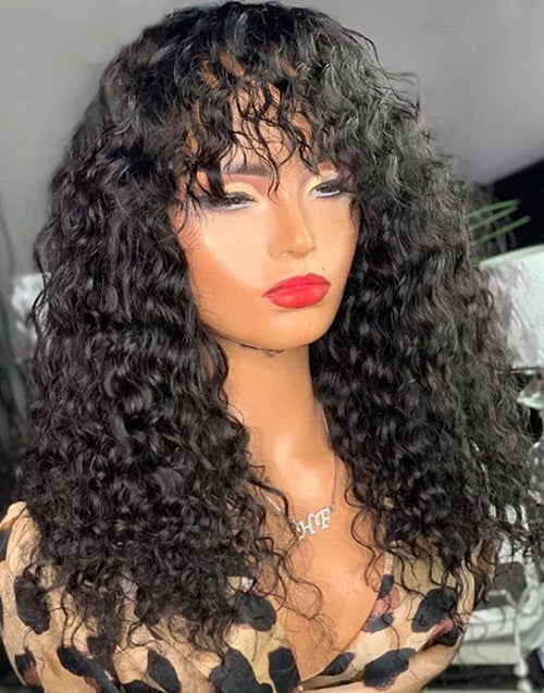 Jessies Wig Flash Deal $99.99 16" Curly Glueless Human Hair Wig With Bangs