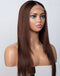 Jessies Wig Ombre Dark Brown Straight Layer Cut 13x4 Lace Frontal Wig With Black Roots Human Hair Glueless Wig