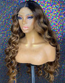 Jessies Wig Ombre Honey Blonde Loose Deep Wave 4x4 Lace Closure Wig Fake Scalp Glueless Human Hair Wigs