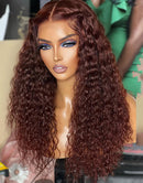 Jessies Wig Burgundy Color Curly 13x4 Lace Front Wig Glueless HD Lace 4x4 Lace Human Hair Wig