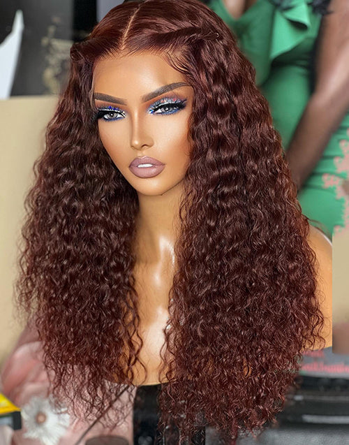 Jessies Wig Burgundy Color Curly 13x4 Lace Front Wig Glueless HD Lace 4x4 Lace Human Hair Wig