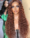 Jessies Wig Reddish Brown Colored Deep Curly 4x4 Lace Closure Wig HD Lace 13x4 Lace Front Human Hair Wigs