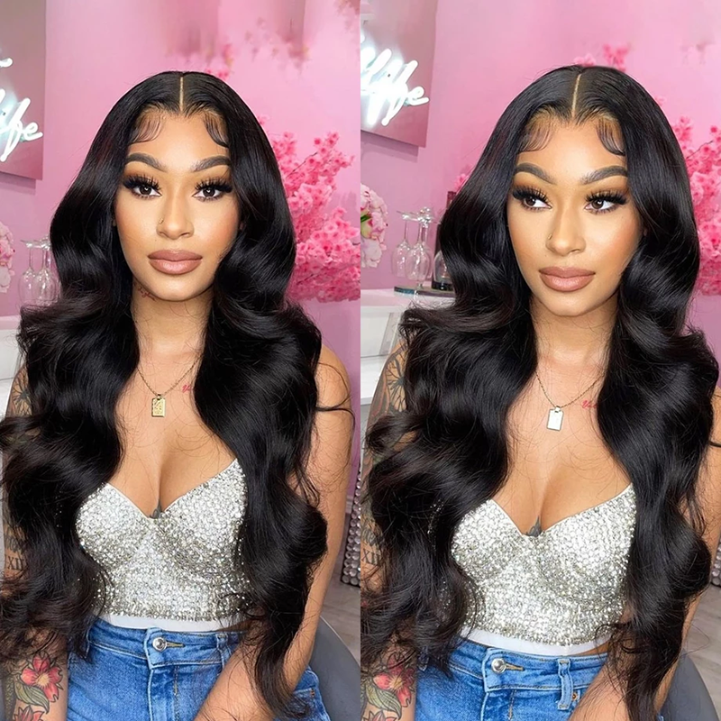 Body Wave 4x4 Closure Wig Pre Plucked Human Hair Wigs With Baby Hair