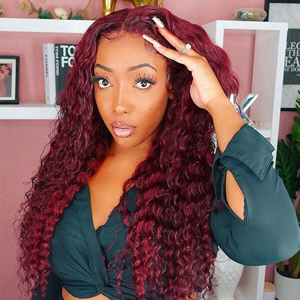 Aligrace 13x4 Lace Deep Wave Wigs 99j Color