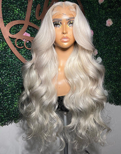 Jessies Wig #60 Platinum Blonde 13x4 Lace Front Wig Glueless Human Hair Wigs Body Wave