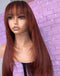 Jessies Wig Flash Deal $119.99 18" Reddish Brown Straight 4x4 Lace Wig With Bangs Layer Cut Glueless Human Hair Wig