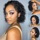 Slick Back Short Cut Curly Glueless Wig Transparent 13X4 Lace Front Wig Pixie Cut Wig